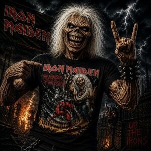 Iron Maiden Number Of The Beast Graphic Band Tee Black M&O Gold Small XS
